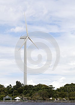 Wind Turbines in a Windfarm on top of a Hill