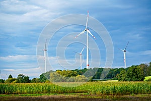 Wind Turbines Windmill Energy Farm in Europe, Germany