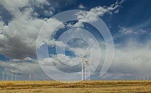 Wind turbines windmill energy farm in West Texas