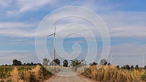 Wind Turbines Windmill Energy Farm. windmill wind turbines in field. Wind turbines power generator electric.