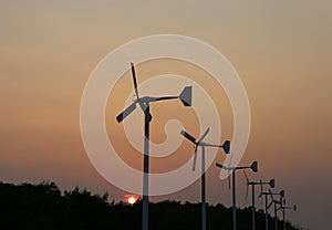 Wind wheels at Bang Pu seaside in Samut Prakarn, Thailand