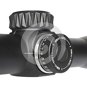 Windage adjustment dial on a riflescope