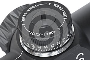 Windage adjustment dial on a riflescope