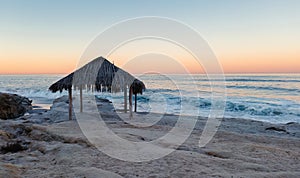 Windansea Beach in La Jolla, California with the historic surfer shack