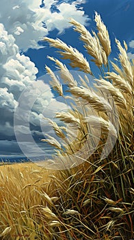 Windblown Malt: A Forecasted Scene of Youth in a Field of Tall G photo
