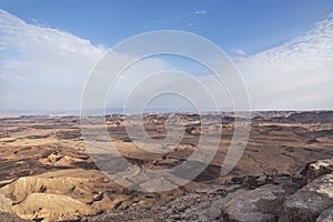 Windblown Overlapping Cloud Formation above the Makhtesh Ramon Crater in Israel