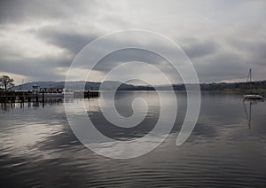 Windermere lake, England, Cumbria - sky reflecting in the water.