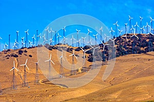 Windfarm on a bright sunny day