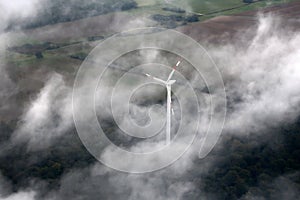 Windfarm landscape view from sky