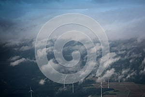 Windfarm landscape view from sky