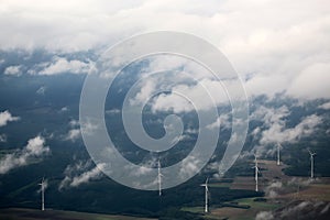 Windfarm landscape view from sky