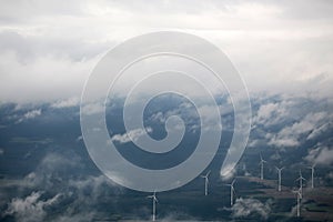 Windfarm landscape view from sky