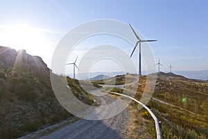 Windfarm with offroad access trail