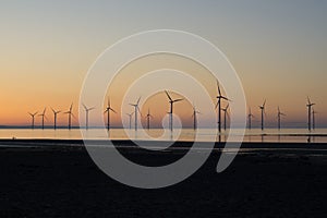 Windfarm on Redcar coastline.