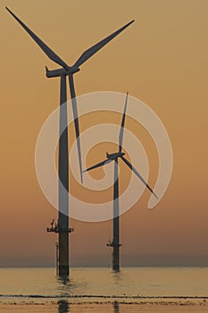 Windfarm on Redcar coastline.