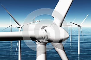 Windfarm in the sea 3D render 05