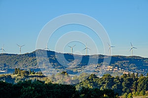 Windfarm on Top of the Hill at Tuscany