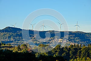 Windfarm on Top of the Hill at Tuscany