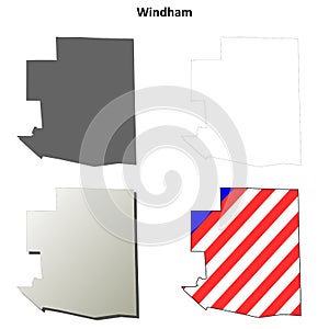 Windham County, Connecticut outline map set