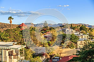 Windhoek rich resedential area quarters on the hills with mountains in the background, Windhoek, Namibia photo