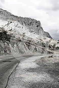 Winding asphalt road in Spain