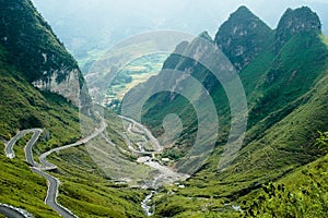 Winding China mountain road