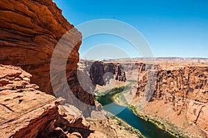 Winding Colorado River in Glen Canyon, Arizona, USA