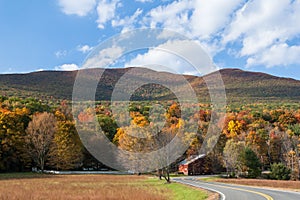 Winding country road through the Catskill mountains of New York.