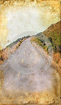 Winding Country Road on Grunge background