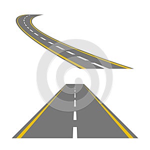 Winding curved road or highway with markings