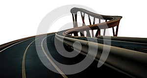 winding curvy highway. isolated transparent PNG file. Urban highway concrete street road.