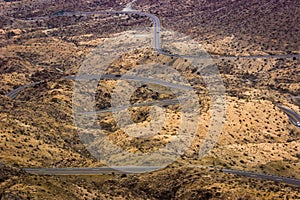 Winding desert road