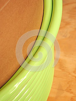 Winding layer of green fiber optic cable on a cardboard core