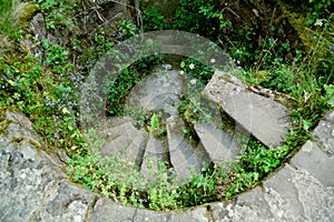 Winding medieval staircase