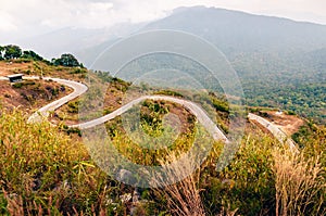 Winding mountain asphalt road.