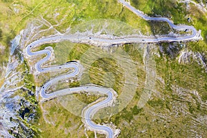 Winding mountain road from above,Transalpina road