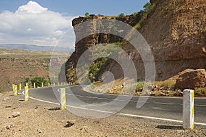 Winding mountain road leading to Bahir Dar, Ethiopia.