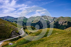 Winding mountain road in the Sibillini mountains