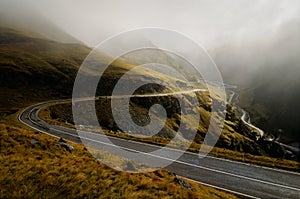 Winding mountain road with steep turns