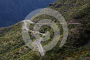 Winding mountain road on Tenerife, Canary Islands, Spain
