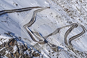 Winding mountainside road in Italy