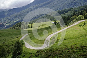 Winding mountainside road in Italy