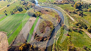 Winding Nida River Bends and Polish Countryside in Swietokrzyskie