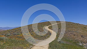 Winding parth to top of the hill in Antelope valley, California