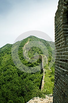 Winding profile of the great wall from a watchtowe