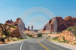 Winding Road in Arches National Park Utah USA. Arches - United States National Park located in Utah