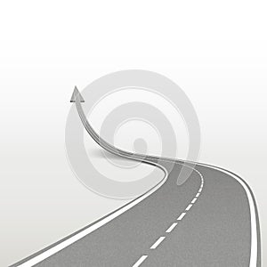 Winding road in arrow shape