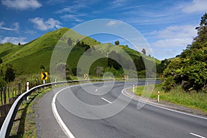 Winding road in Awakino, New Zeland