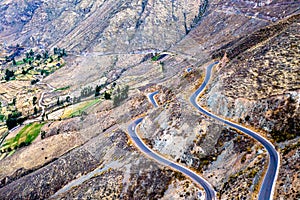 Winding road in the Colca Canyon in Peru