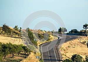 winding road with curves, mountain road